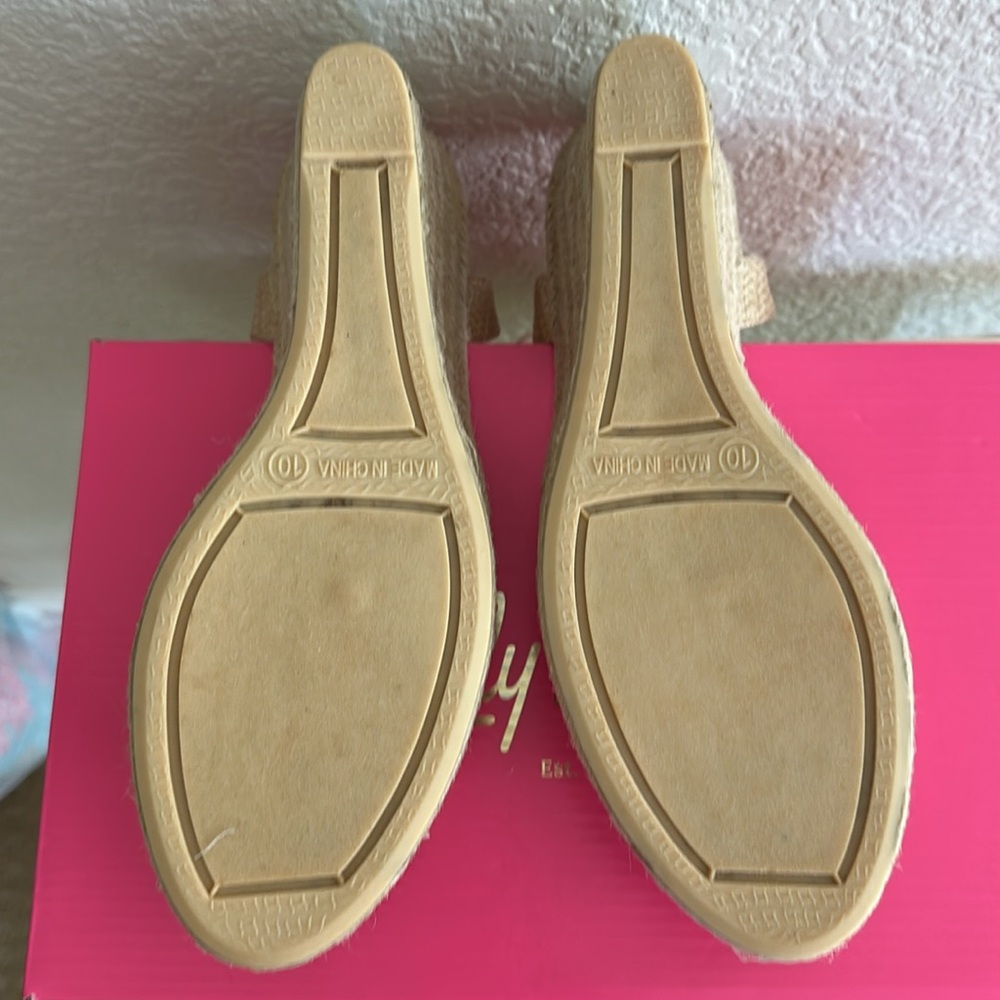 Lilly Pulitzer Natural Beige Espadrille Wedge Sandals with Bow - Picture 2 of 7